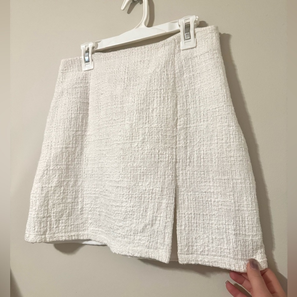Ivory Tweed White Skirt